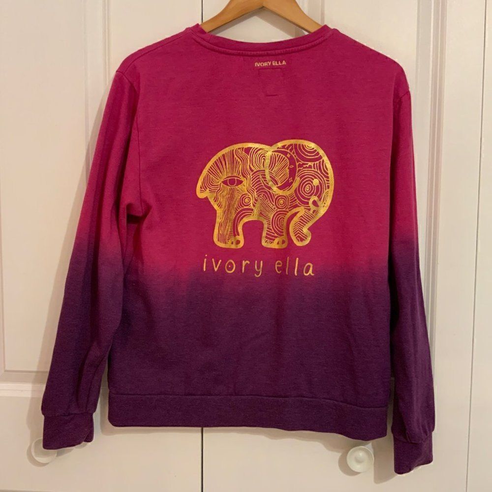 Ivory Ella Sweatshirt Purple Ombré Dip Dyed Long Sleeve XS